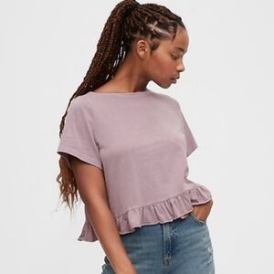 Gap Vintage Ruffle Sleeve Tee Elderberry Purple XS petite